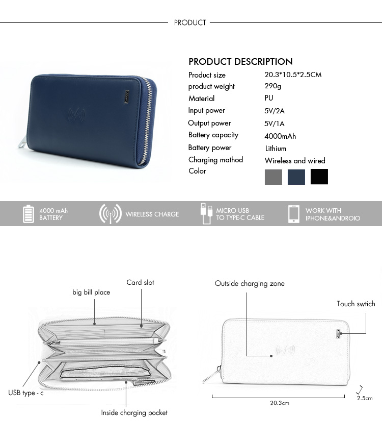 wireless power bank wallet