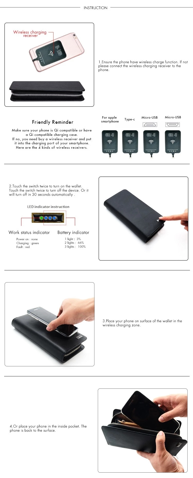 how to use wireless charging wallet